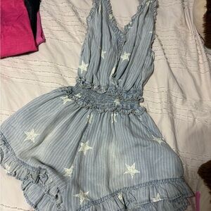 Vintage Havana Gray Star-Patterned Romper